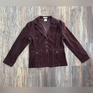FDJ French Dressing Brown Corduroy Blazer Jacket Womens 8 Button Front Back Belt